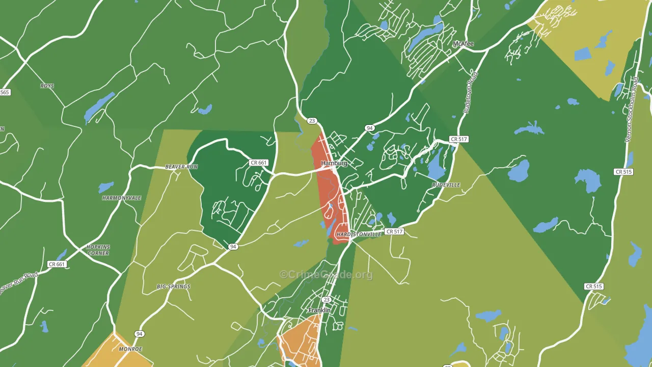 Hamburg, NJ Map of Robbery Rates