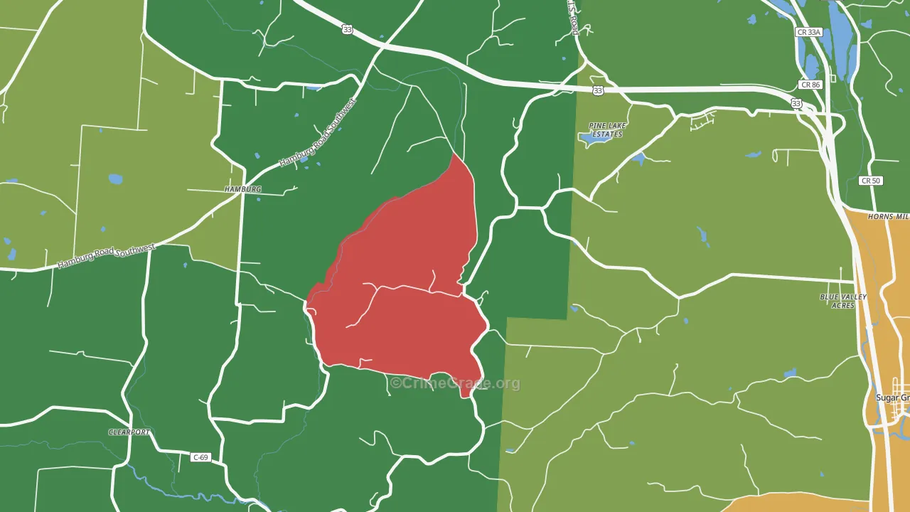 Hamburg, OH Map of Robbery Rates