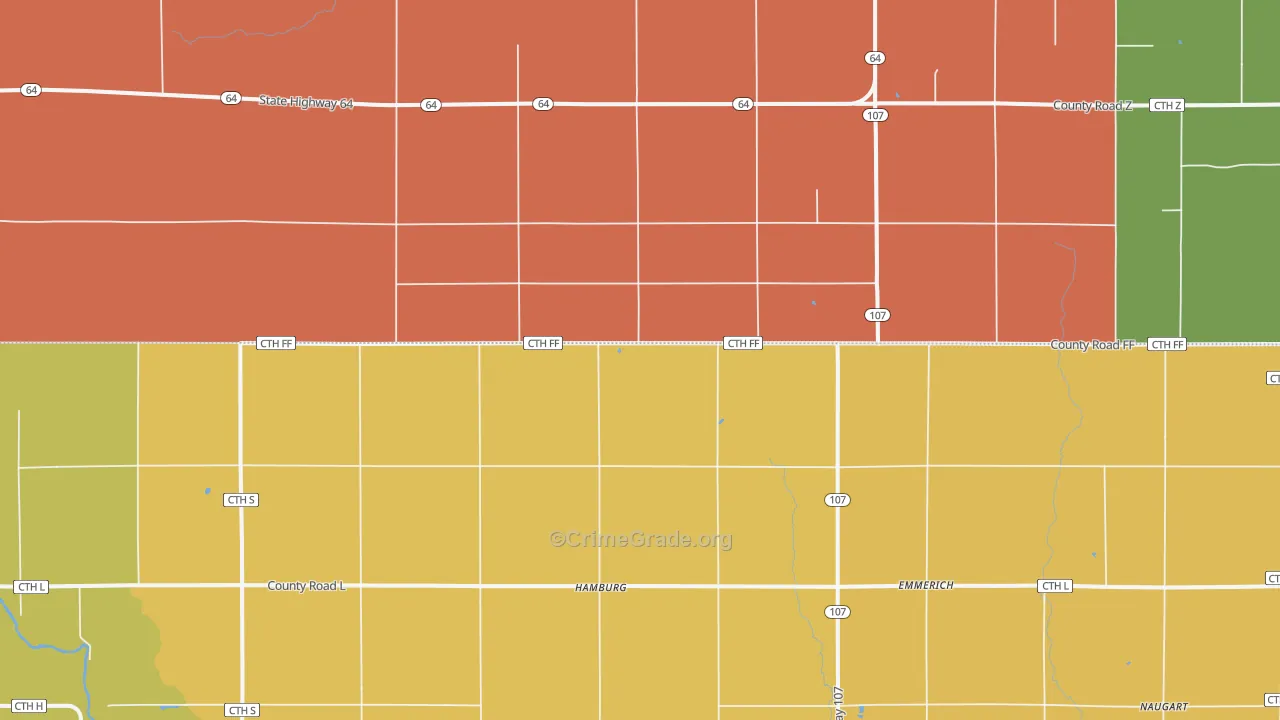 Hamburg, WI Map of Robbery Rates