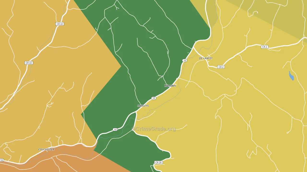 Hamden, NY Map of Robbery Rates