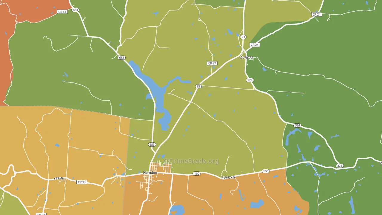 Hamden, OH Map of Robbery Rates