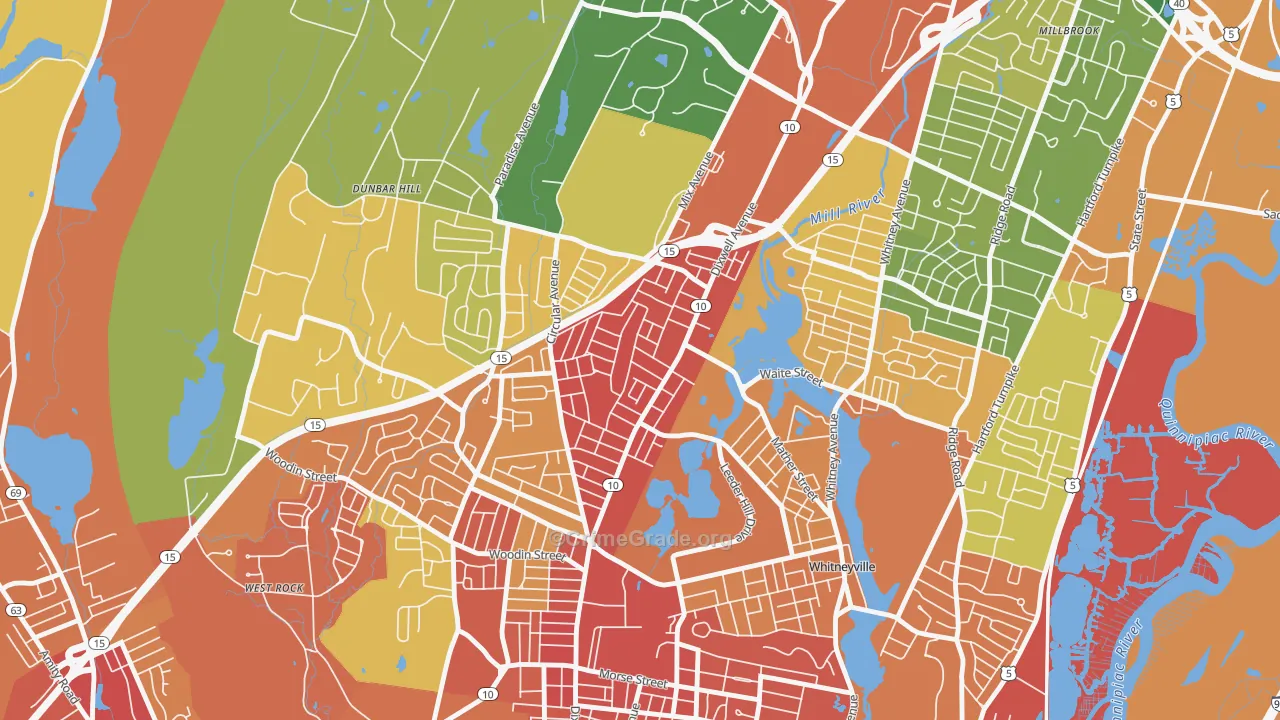 Hamden Plains, Hamden, CT Map of Robbery Rates