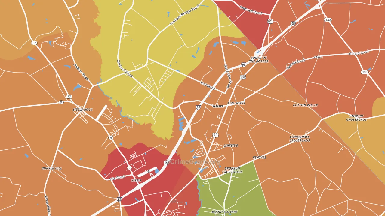 Hamer, SC Map of Robbery Rates