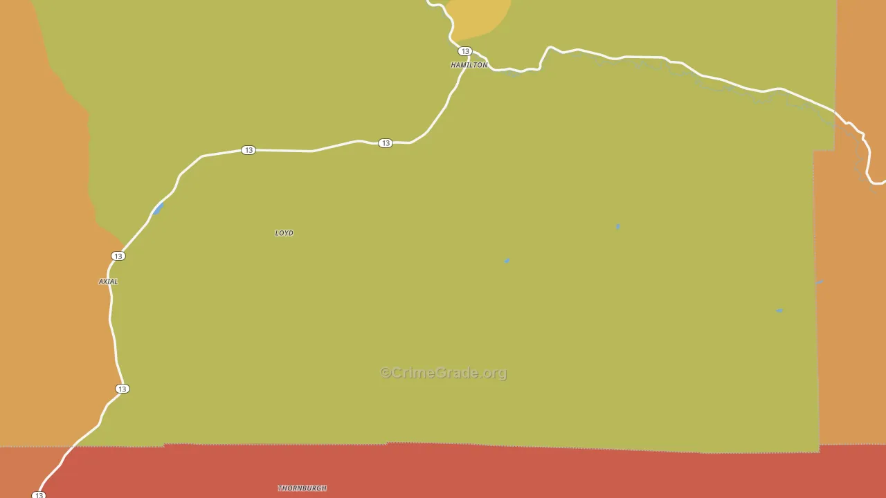 Hamilton, CO Map of Robbery Rates