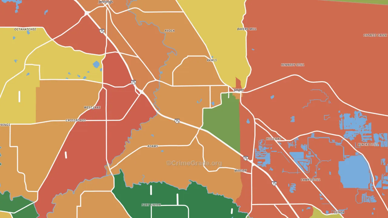 Hamilton County, FL Map of Robbery Rates