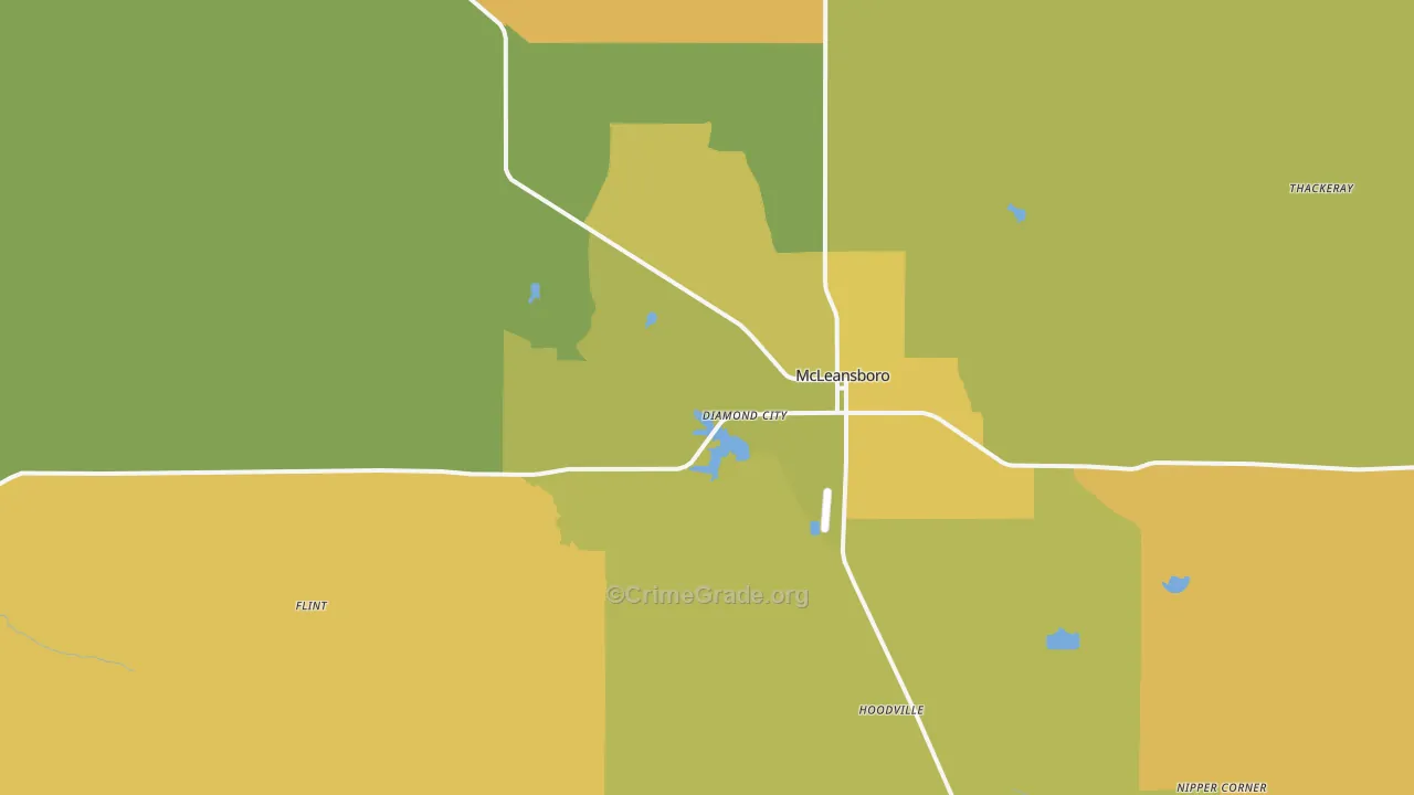 Hamilton County, IL Map of Robbery Rates