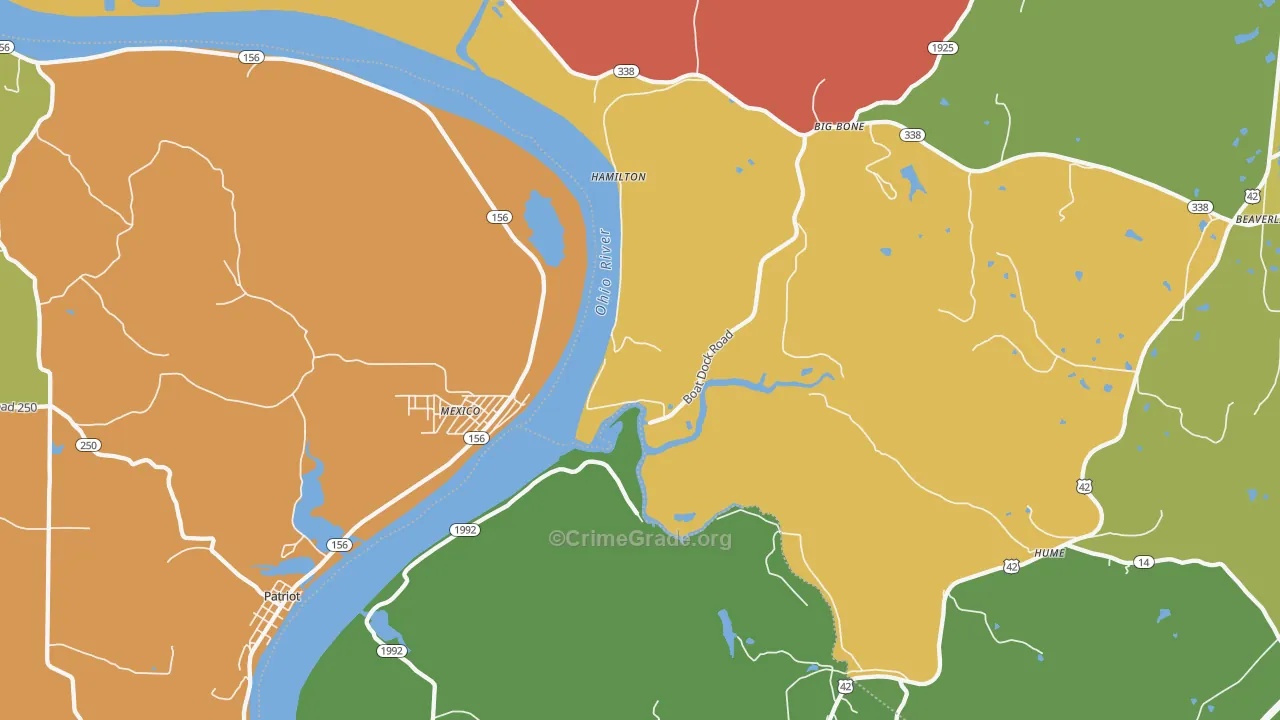Hamilton, KY Map of Robbery Rates