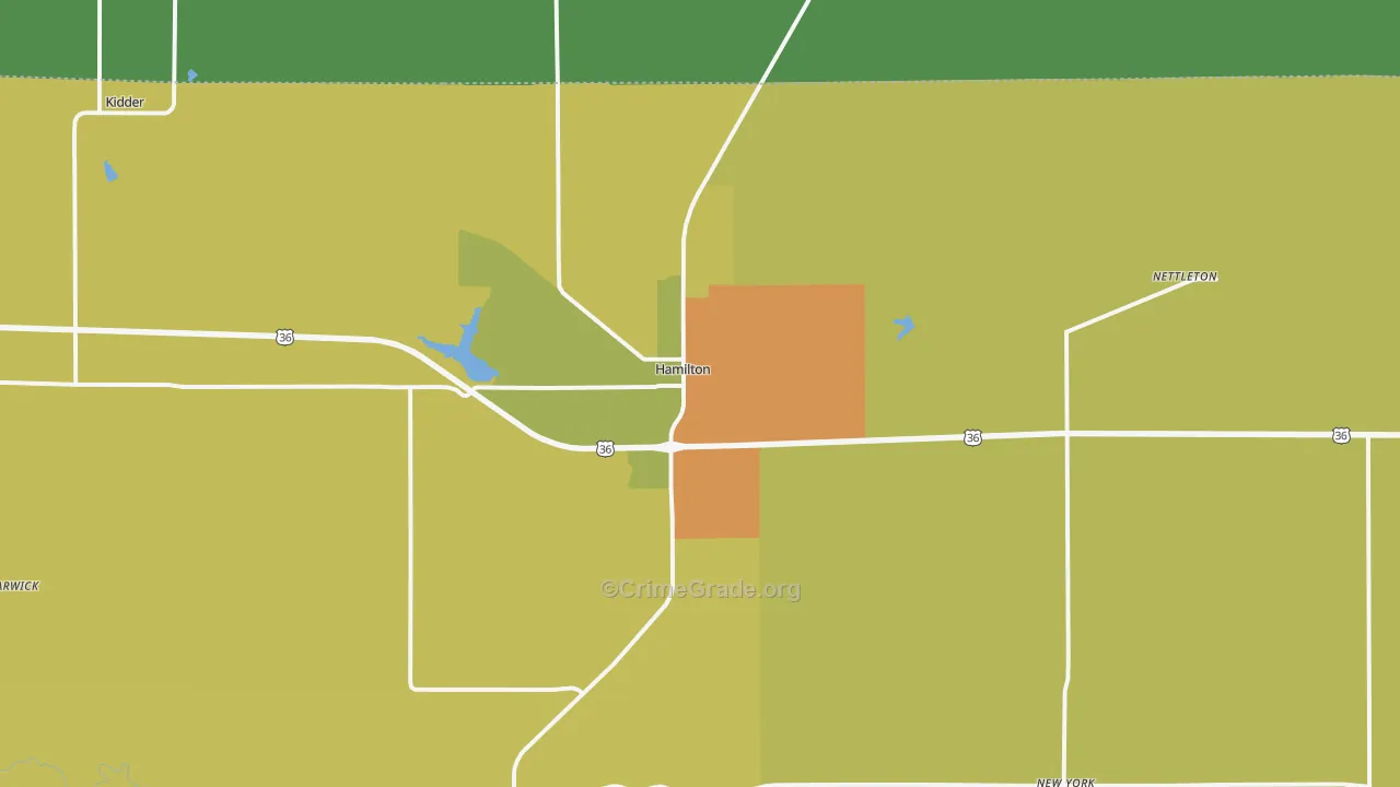 Hamilton, MO Map of Robbery Rates