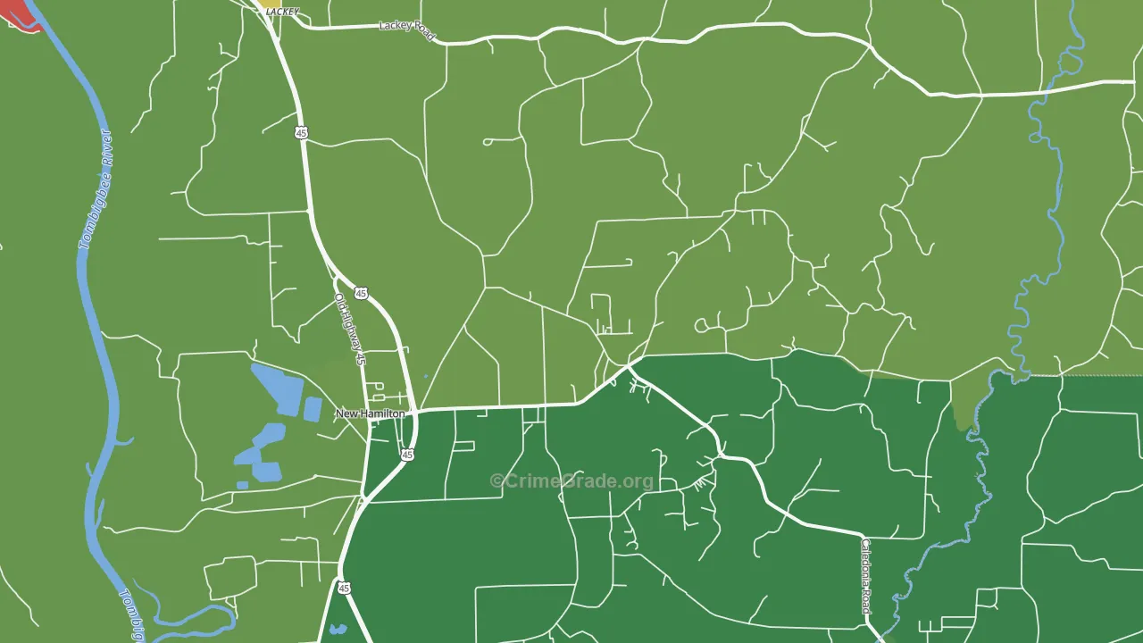 Hamilton, MS Map of Robbery Rates