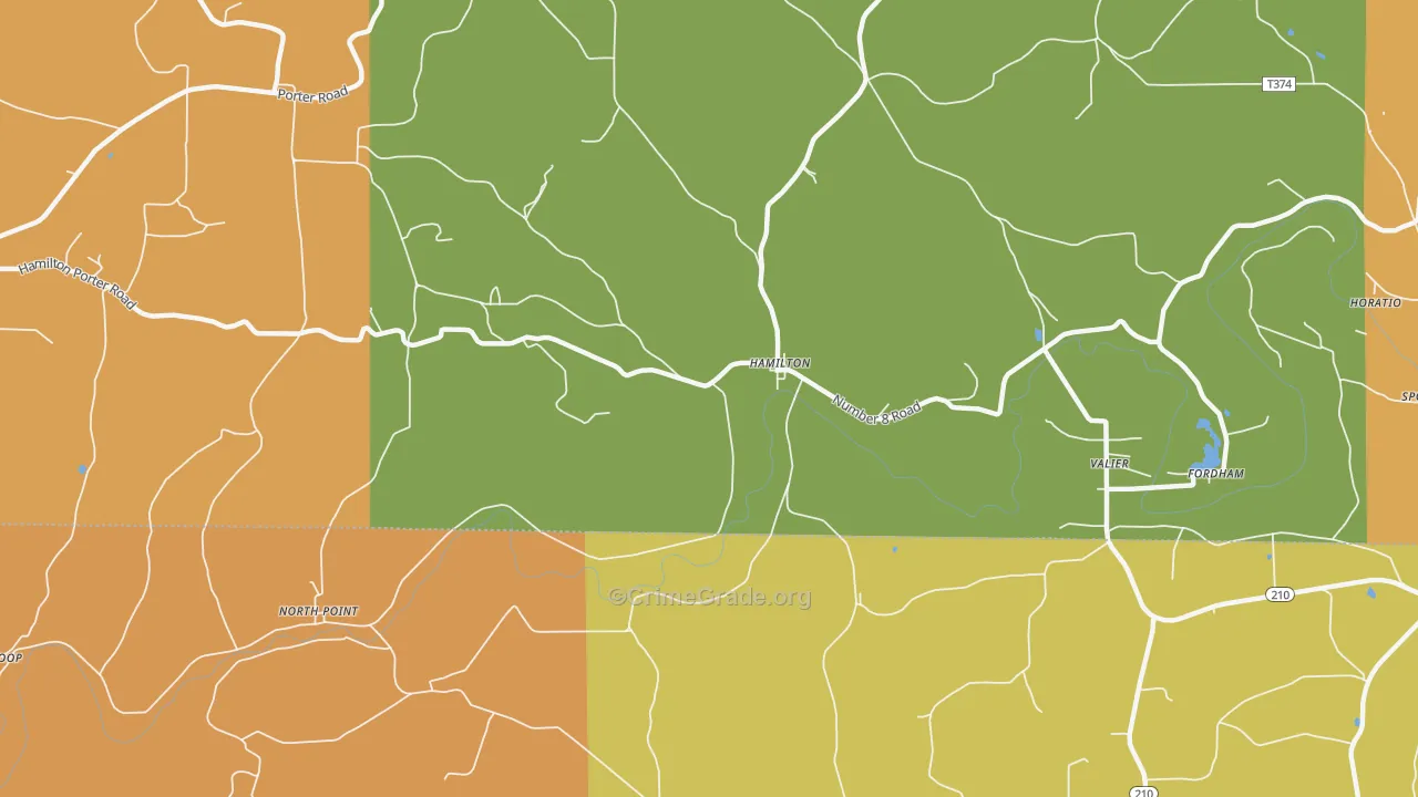 Hamilton, PA Map of Robbery Rates