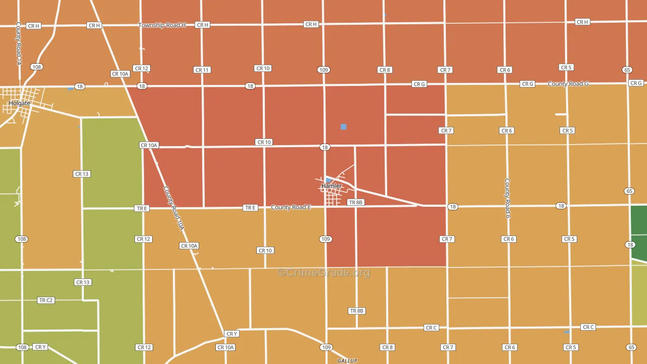 Hamler, OH Map of Robbery Rates