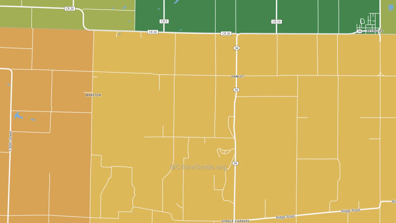 Hamlet, IL Map of Robbery Rates