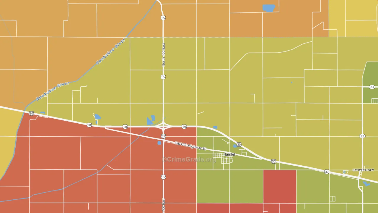 Hamlet, IN Map of Robbery Rates