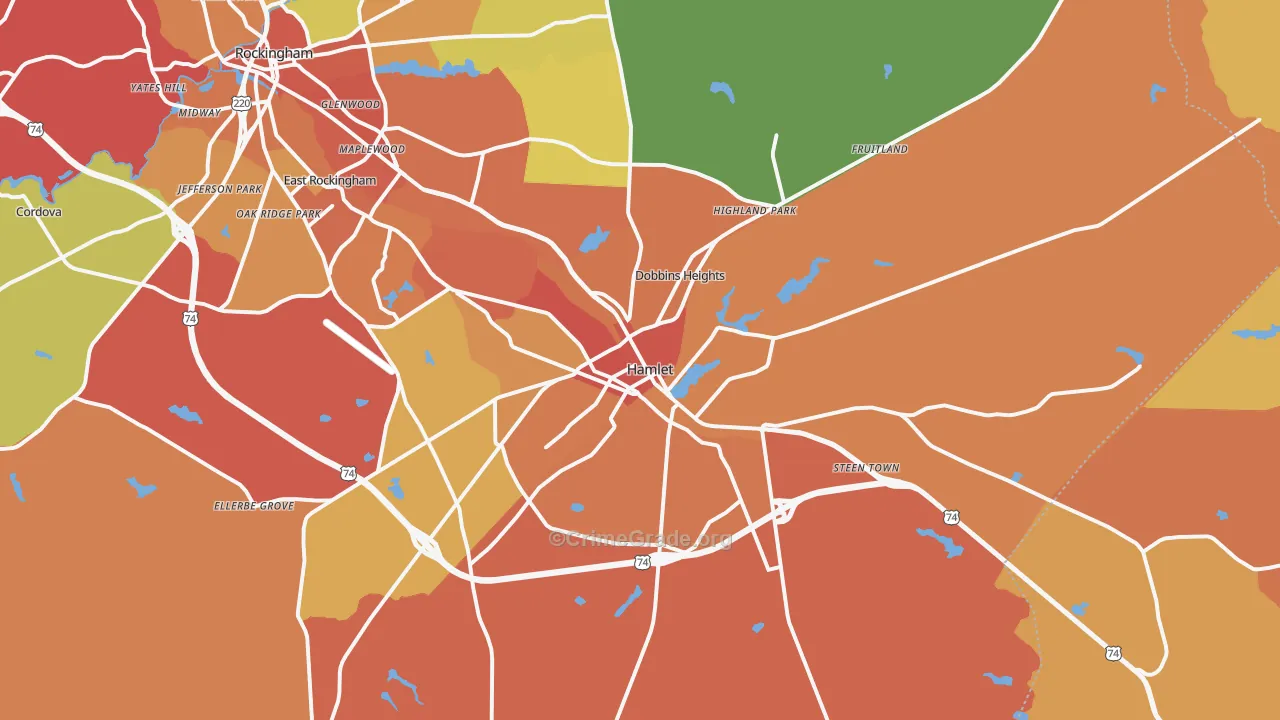 Hamlet, NC Map of Robbery Rates