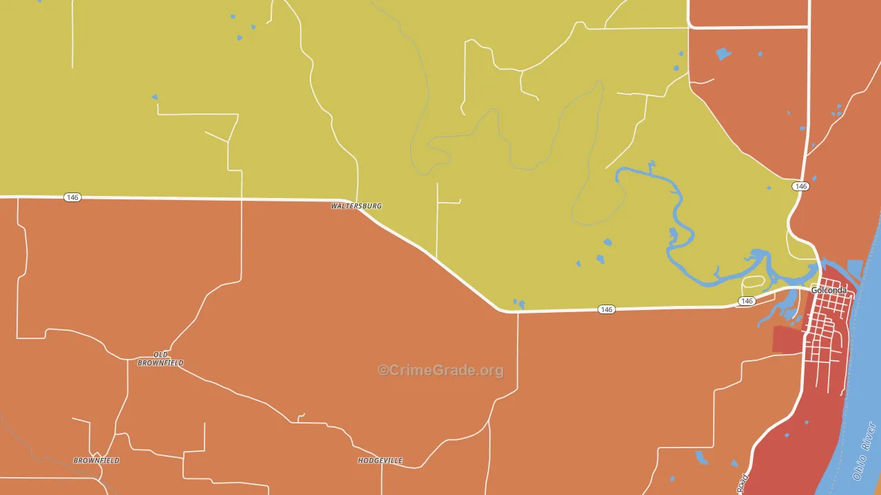 Hamletsburg, IL Map of Robbery Rates