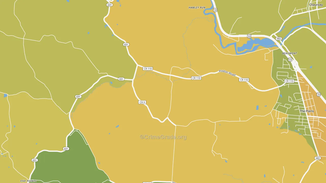 Hamley Run, OH Map of Robbery Rates