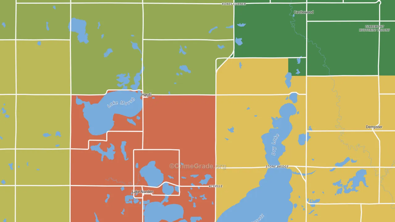 Hamlin County, SD Map of Robbery Rates