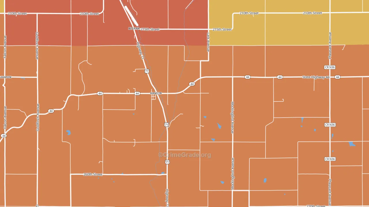 Hamlin, IA Map of Robbery Rates