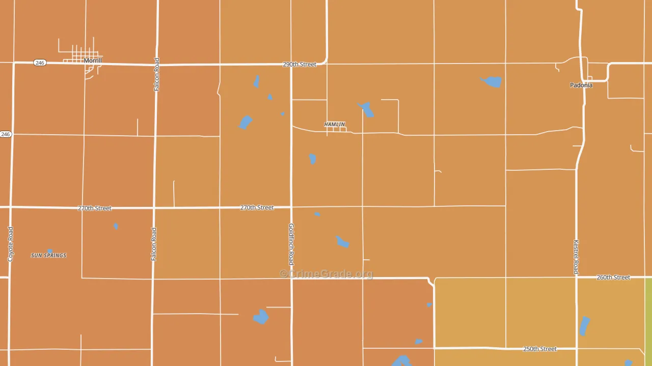 Hamlin, KS Map of Robbery Rates
