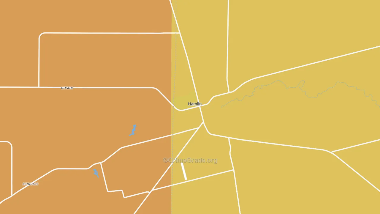 Hamlin, TX Map of Robbery Rates
