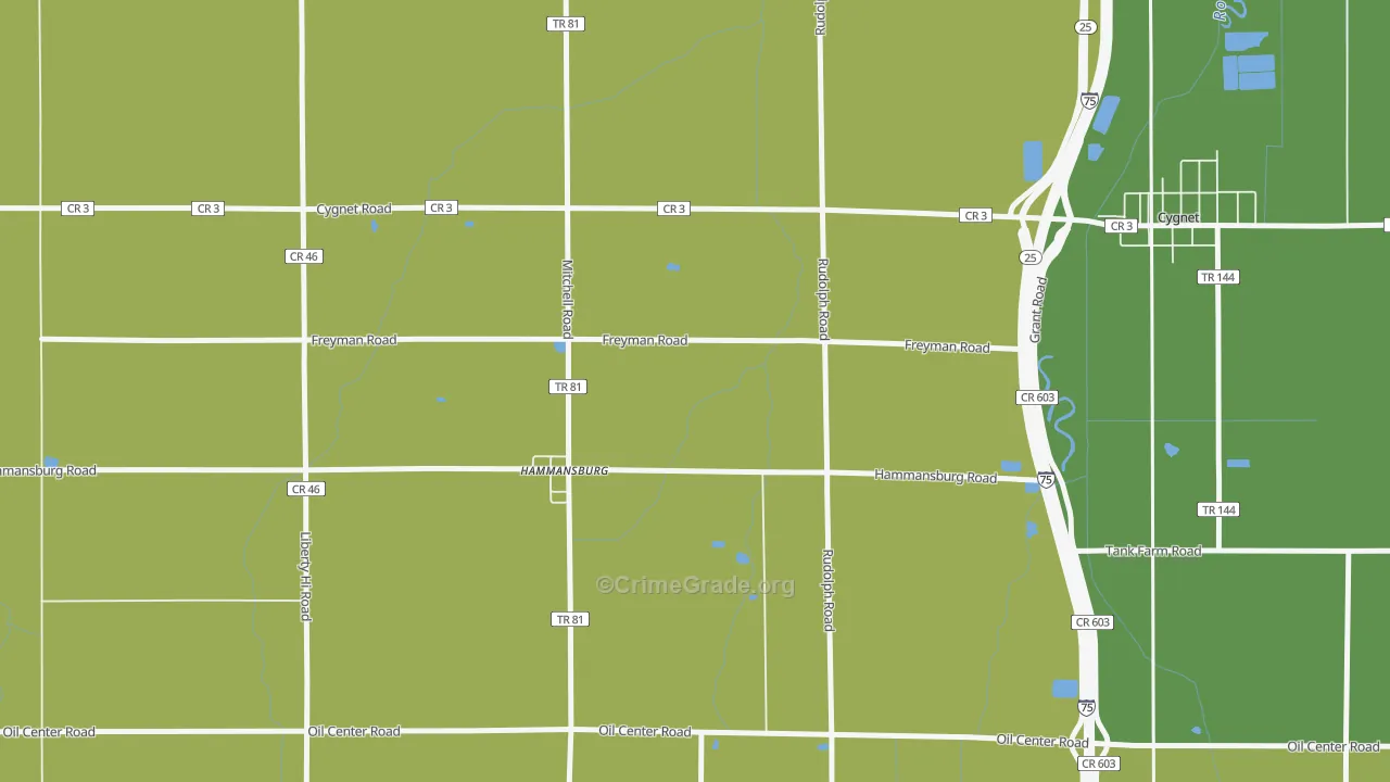 Hammansburg, OH Map of Robbery Rates
