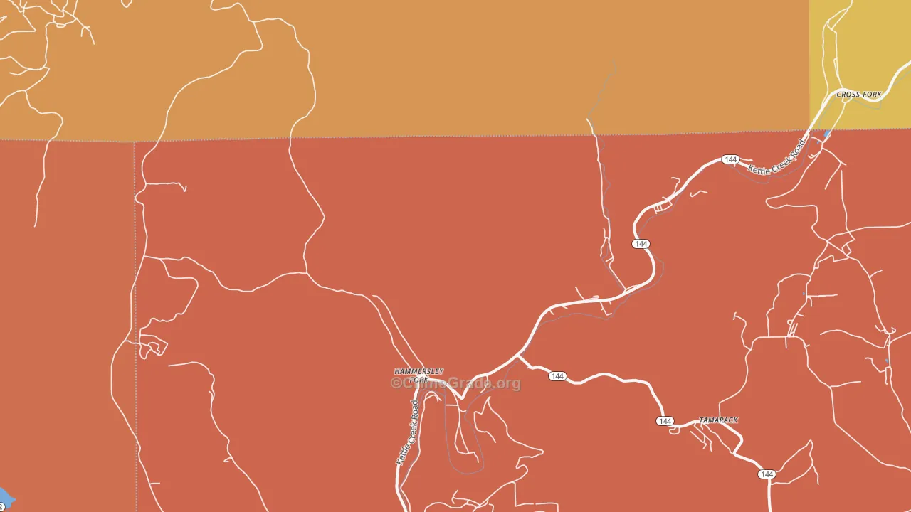 Hammersley Fork, PA Map of Robbery Rates