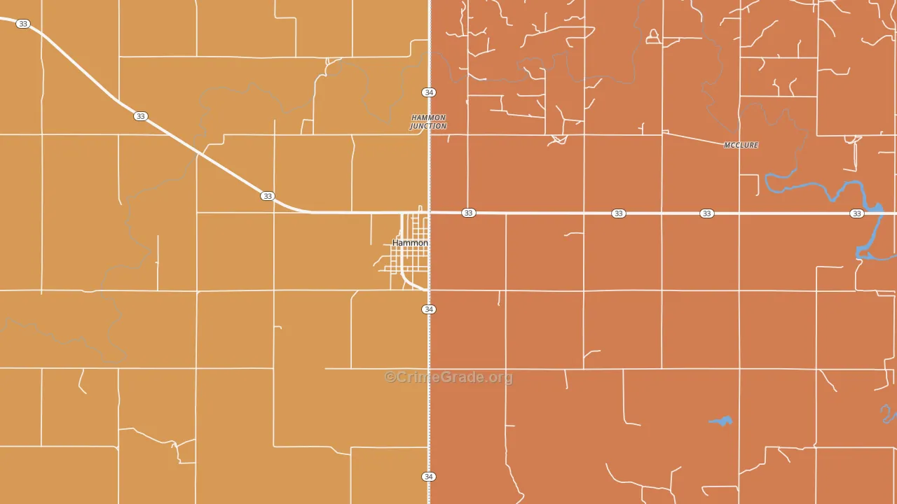 Hammon, OK Map of Robbery Rates