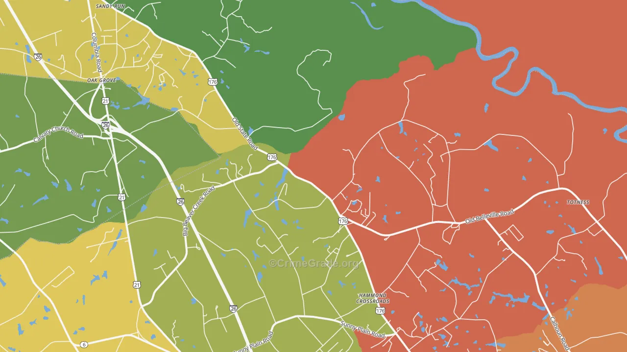 Hammond Crossroads, SC Map of Robbery Rates