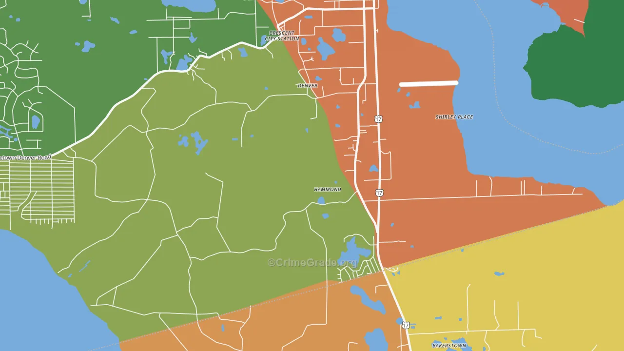 Hammond, FL Map of Robbery Rates