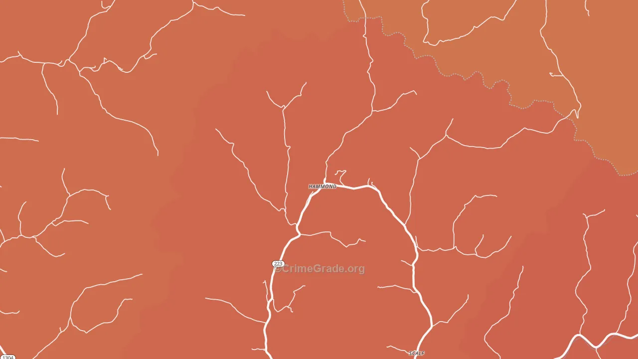Hammond, KY Map of Robbery Rates