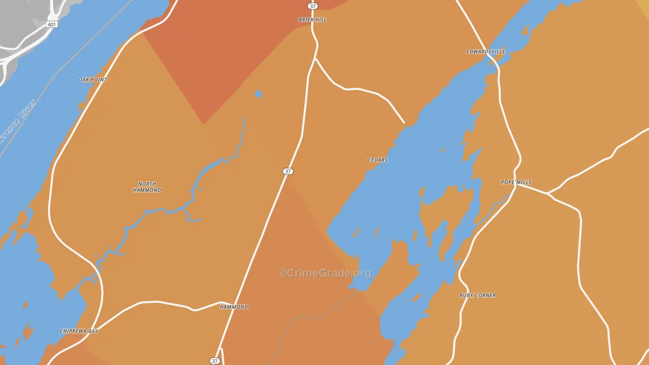 Hammond, NY Map of Robbery Rates