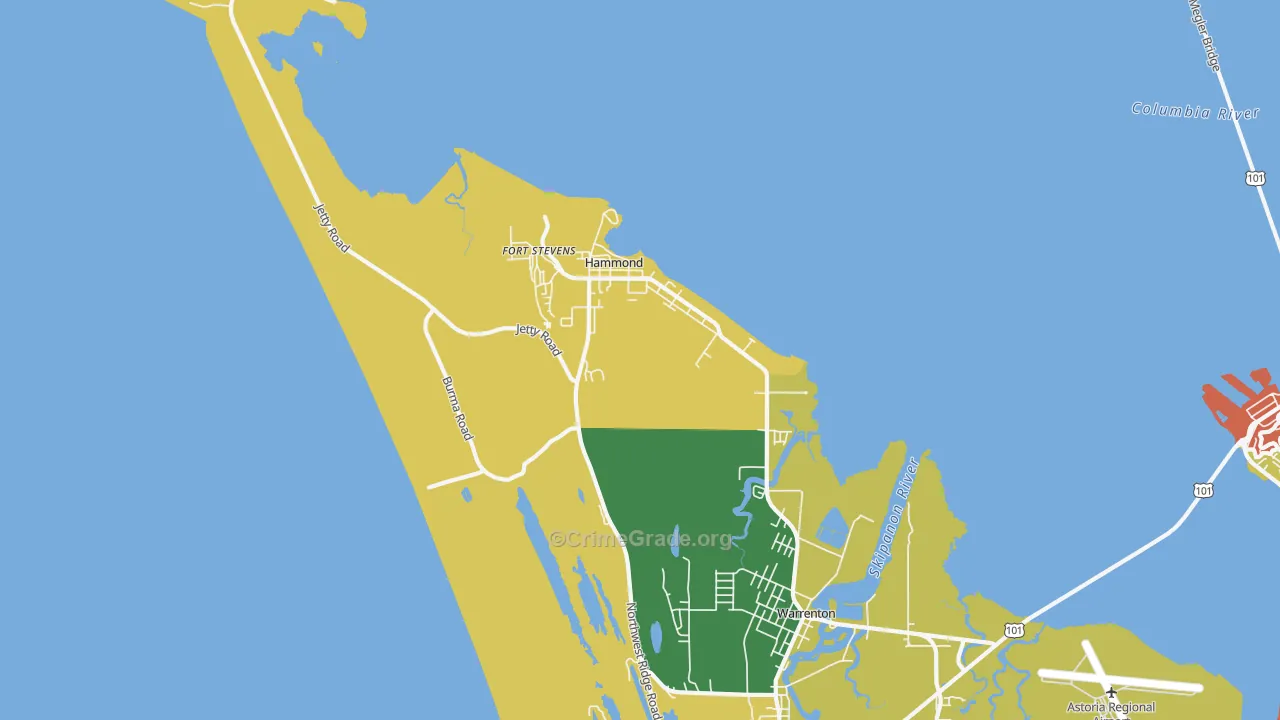 Hammond, OR Map of Robbery Rates