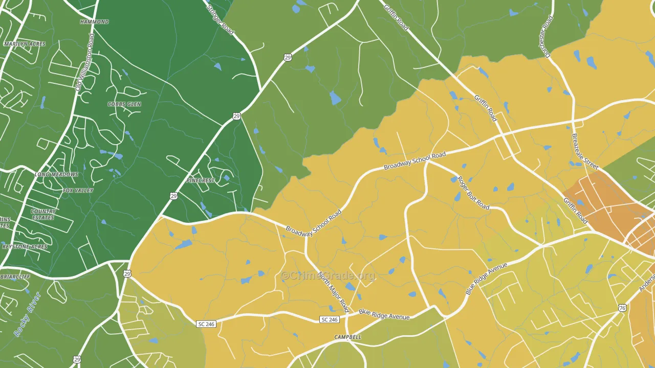 Hammond, SC Map of Robbery Rates