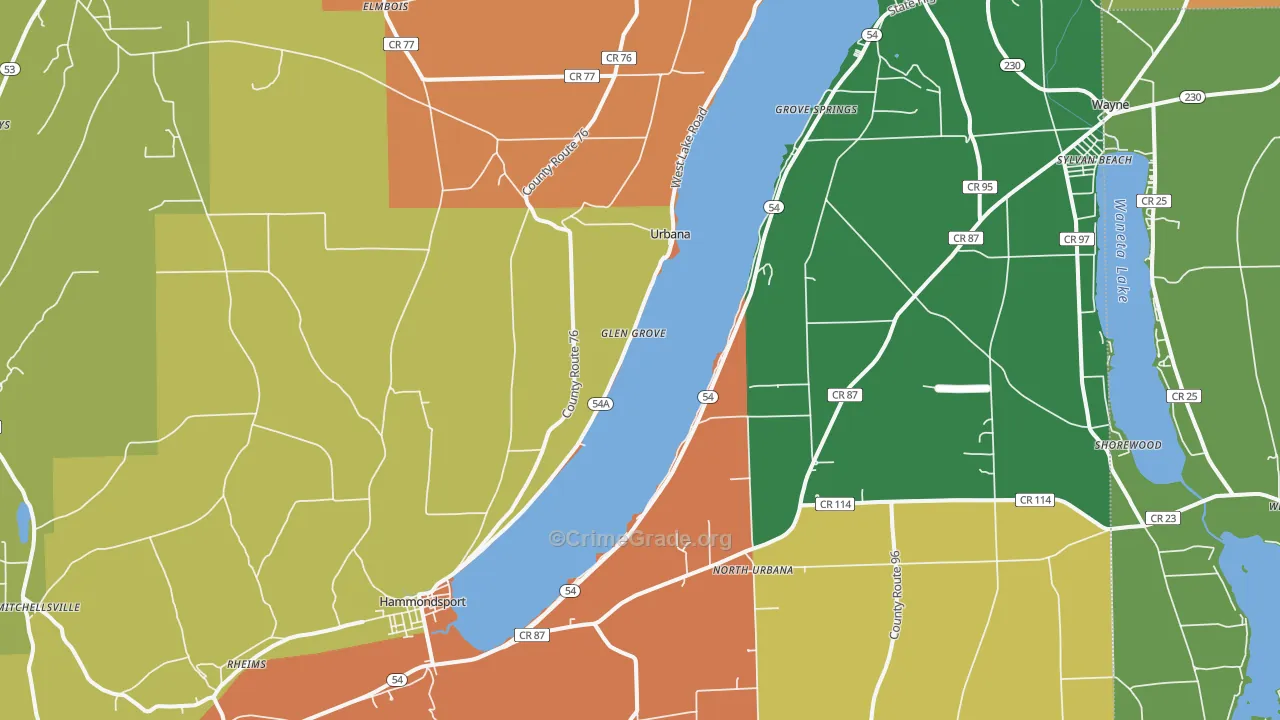 Hammondsport, NY Map of Robbery Rates