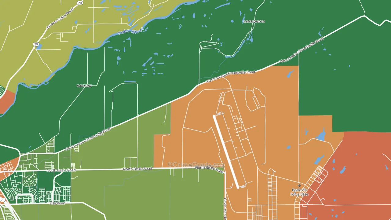 Hammonton, CA Map of Robbery Rates
