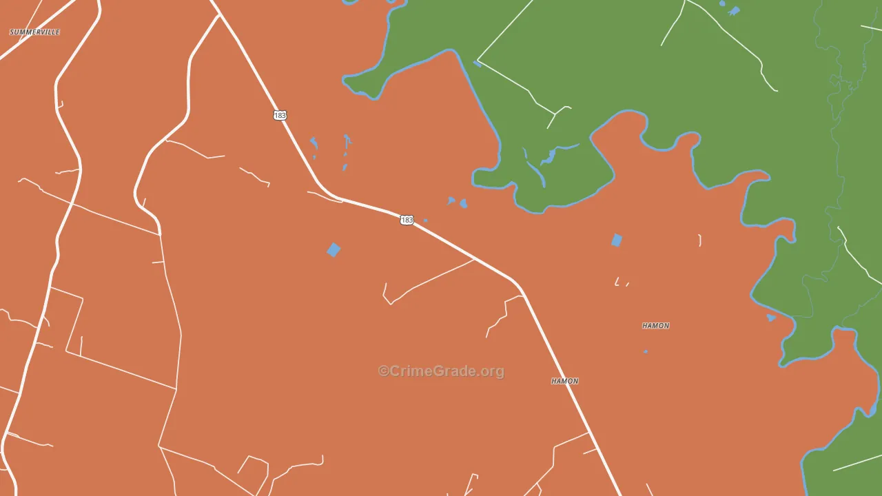 Hamon, TX Map of Robbery Rates