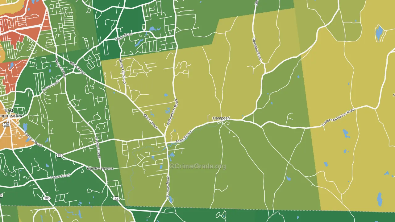 Hampden, MA Map of Robbery Rates