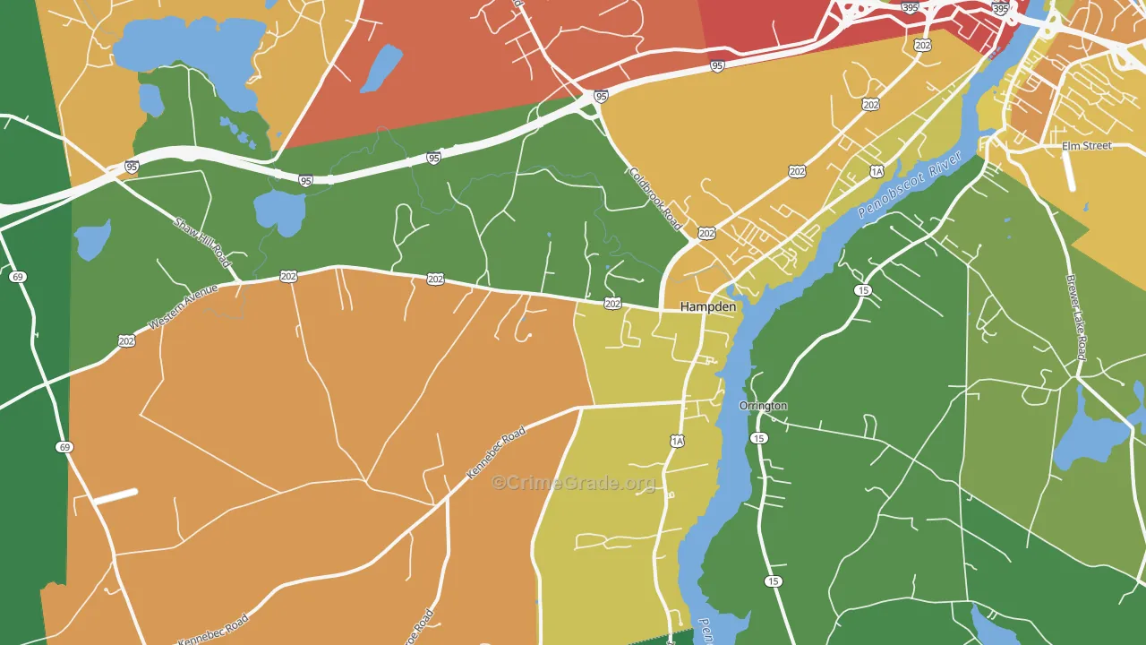 Hampden, ME Map of Robbery Rates