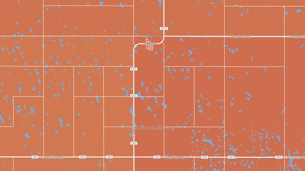 Hampden, ND Map of Robbery Rates