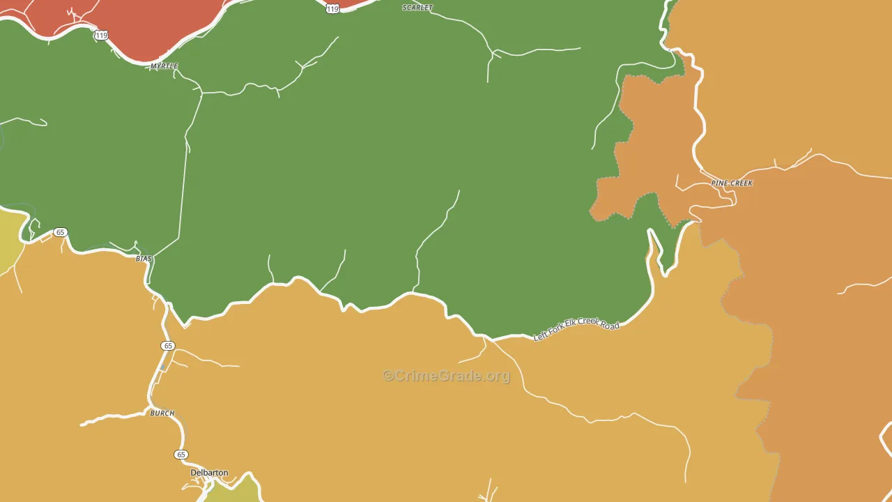 Hampden, WV Map of Robbery Rates