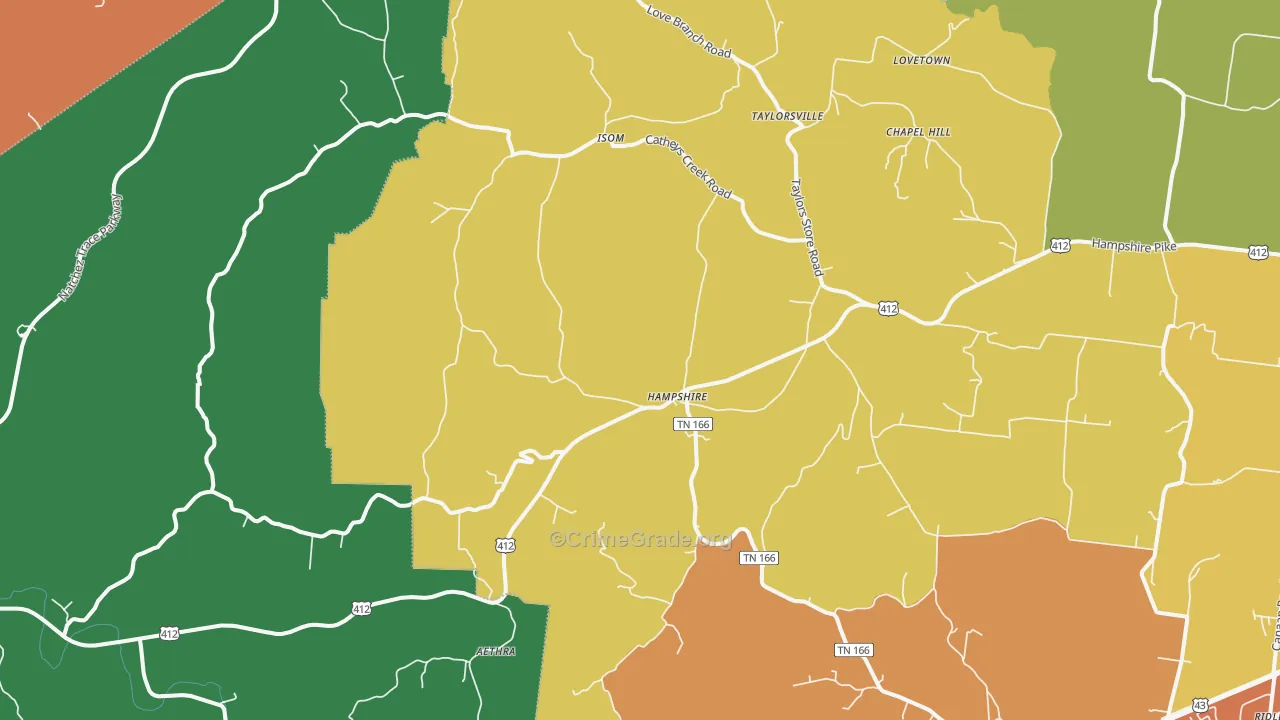 Hampshire, TN Map of Robbery Rates