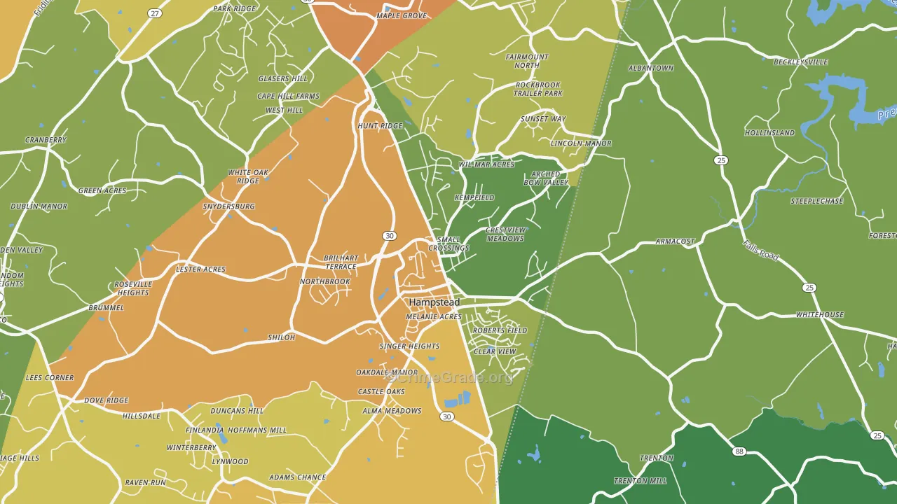 Hampstead, MD Map of Robbery Rates