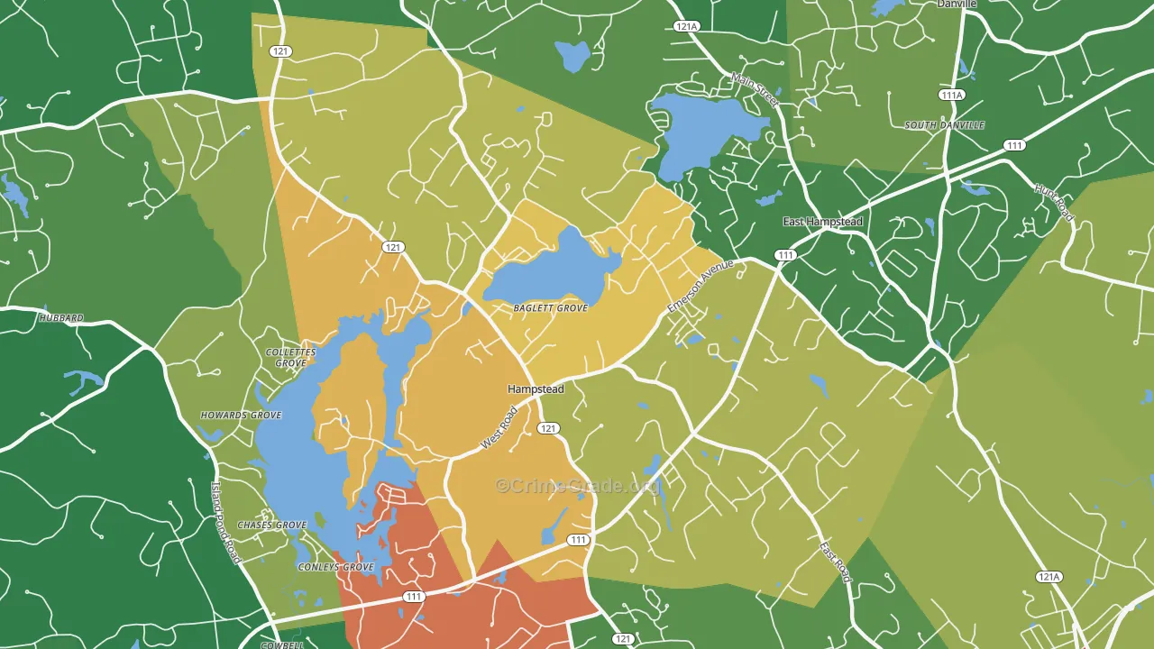 Hampstead, NH Map of Robbery Rates