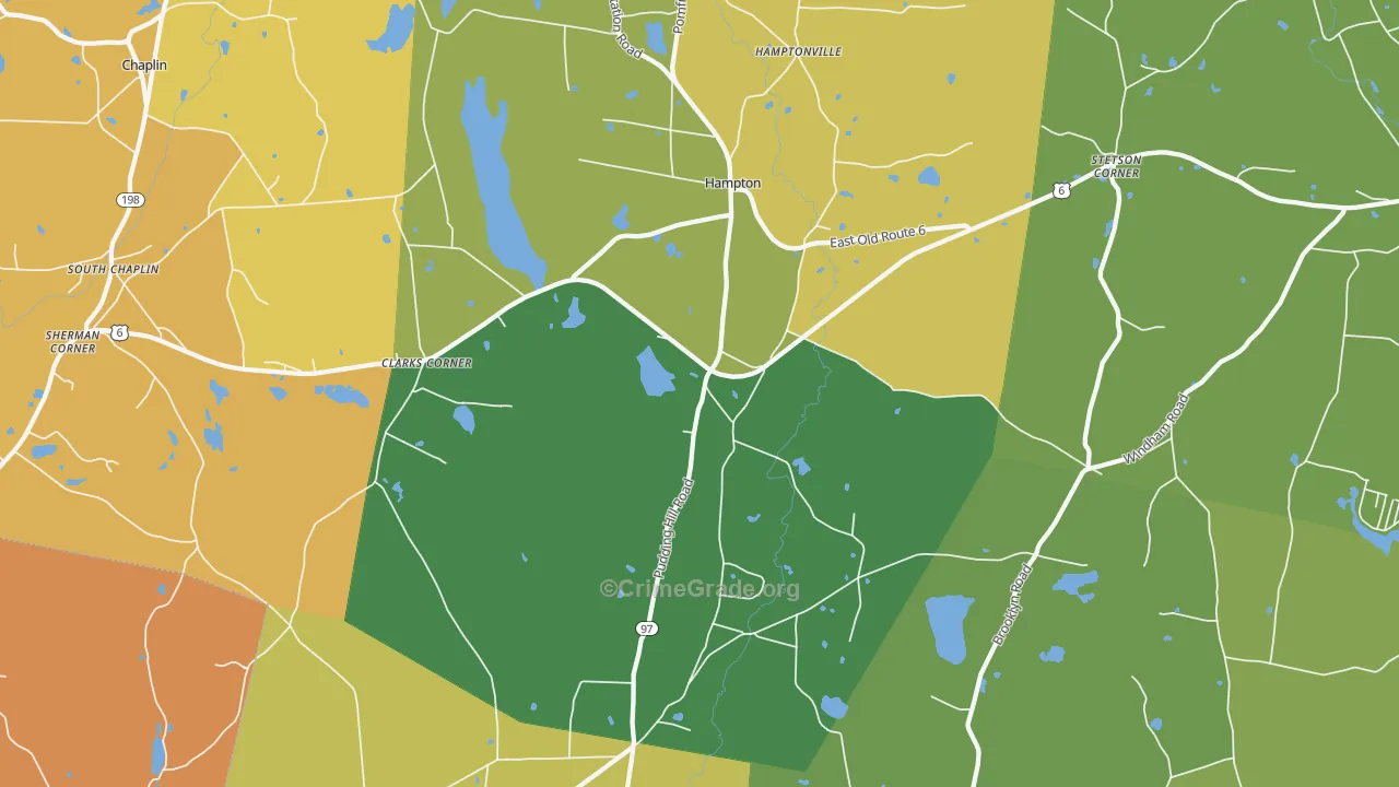 Hampton, CT Map of Robbery Rates
