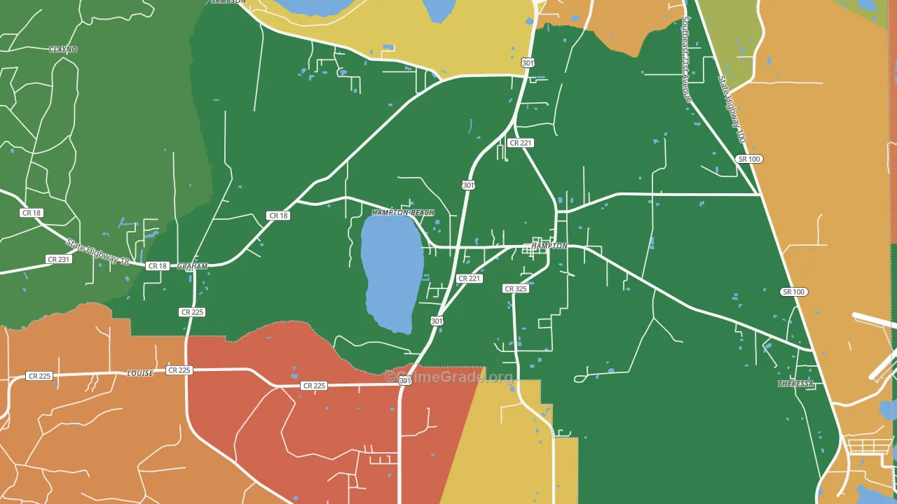 Hampton, FL Map of Robbery Rates