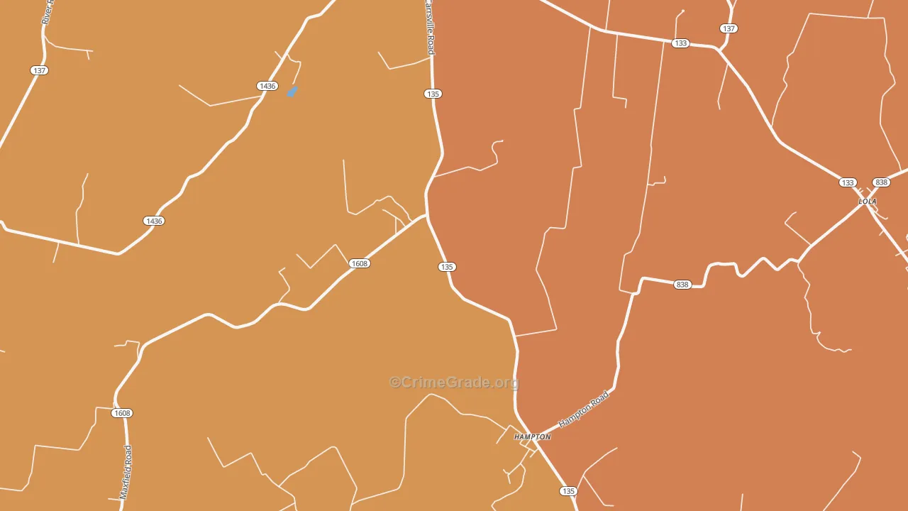 Hampton, KY Map of Robbery Rates