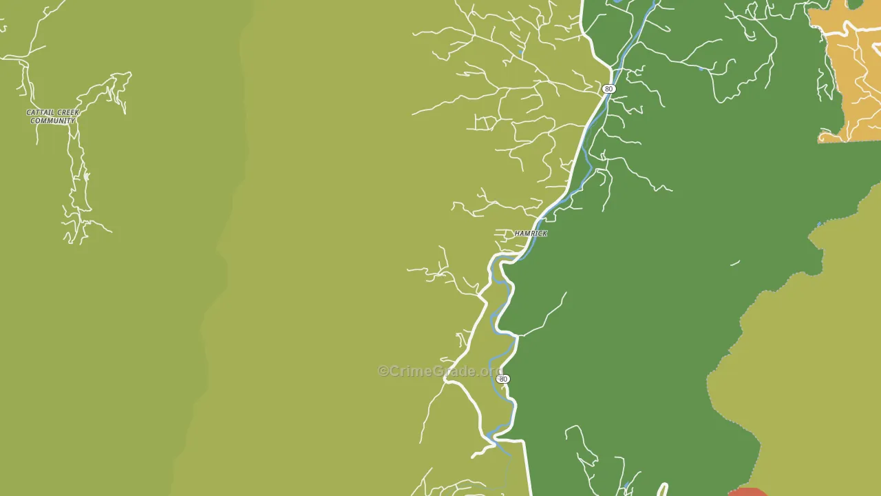 Hamrick, NC Map of Robbery Rates
