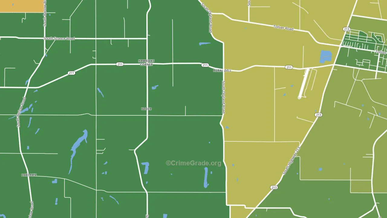 Hamricks Corner, OR Map of Robbery Rates