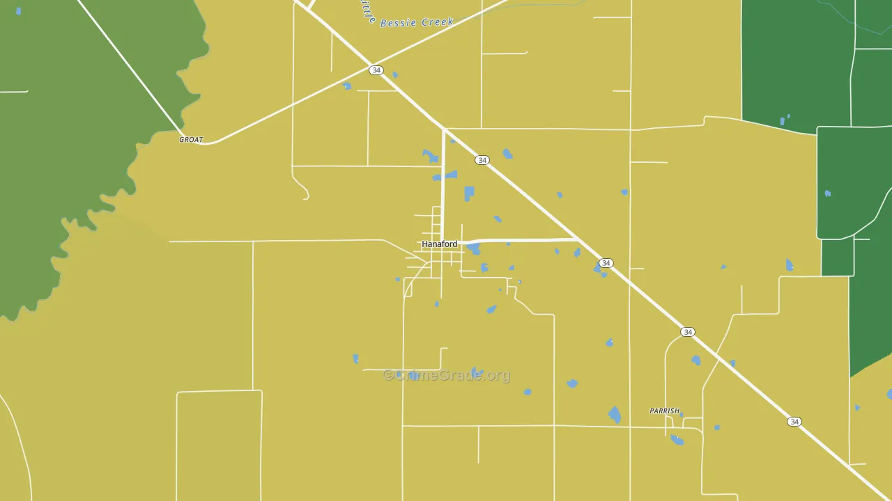 Hanaford, IL Map of Robbery Rates
