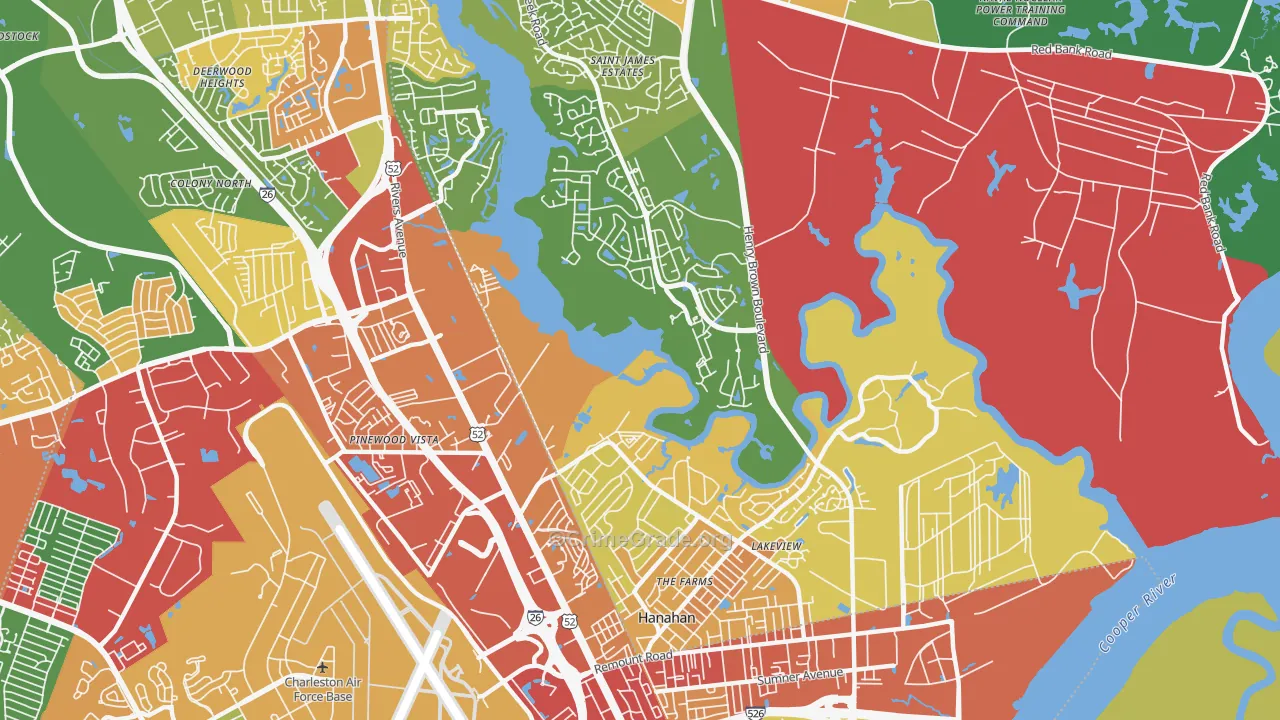 Hanahan, SC Map of Robbery Rates